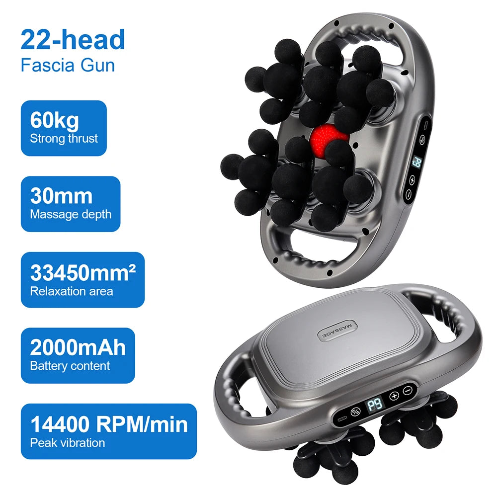 💪 22-Head Fascia Massage Gun | Deep Tissue Massager for Pain Relief ⚡