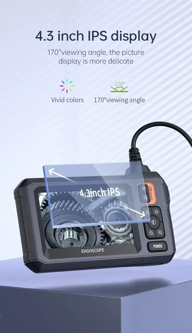 🔍 Industrial Endoscope Camera 8mm 📱 4.3" IPS | 1080P HD Pipe Camera 🚗