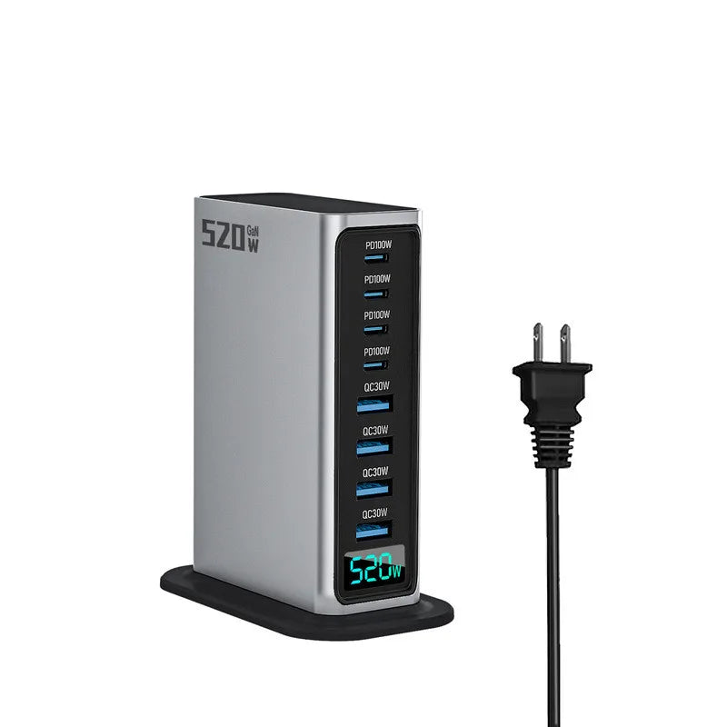 ⚡ 520W Gain 8-Port Desktop Charger | 100W USB-C PD & USB-A Fast Charging 🌍