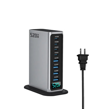 ⚡ 520W Gain 8-Port Desktop Charger | 100W USB-C PD & USB-A Fast Charging 🌍