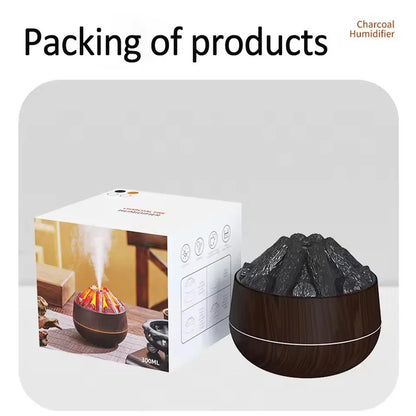 🔥 Charcoal Flame Aroma Diffuser – 300ml Mist 🌿💨