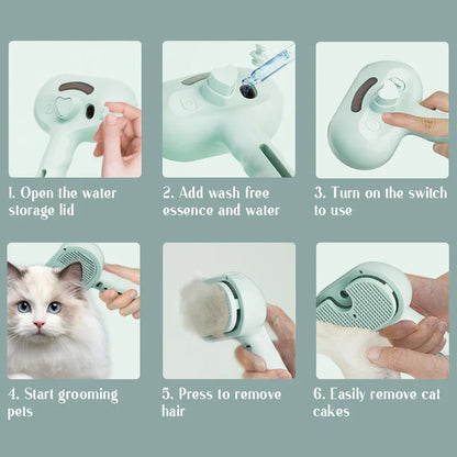 Pet Steam Spray Comb 🐾💦 – Grooming, Dematting & Massage Brush for Cats & Dogs
