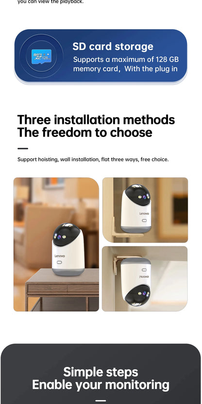 📡 Lenovo Smart 3MP PTZ WiFi Camera 🎥 Indoor CCTV | Motion Alerts, 5G, Night Vision