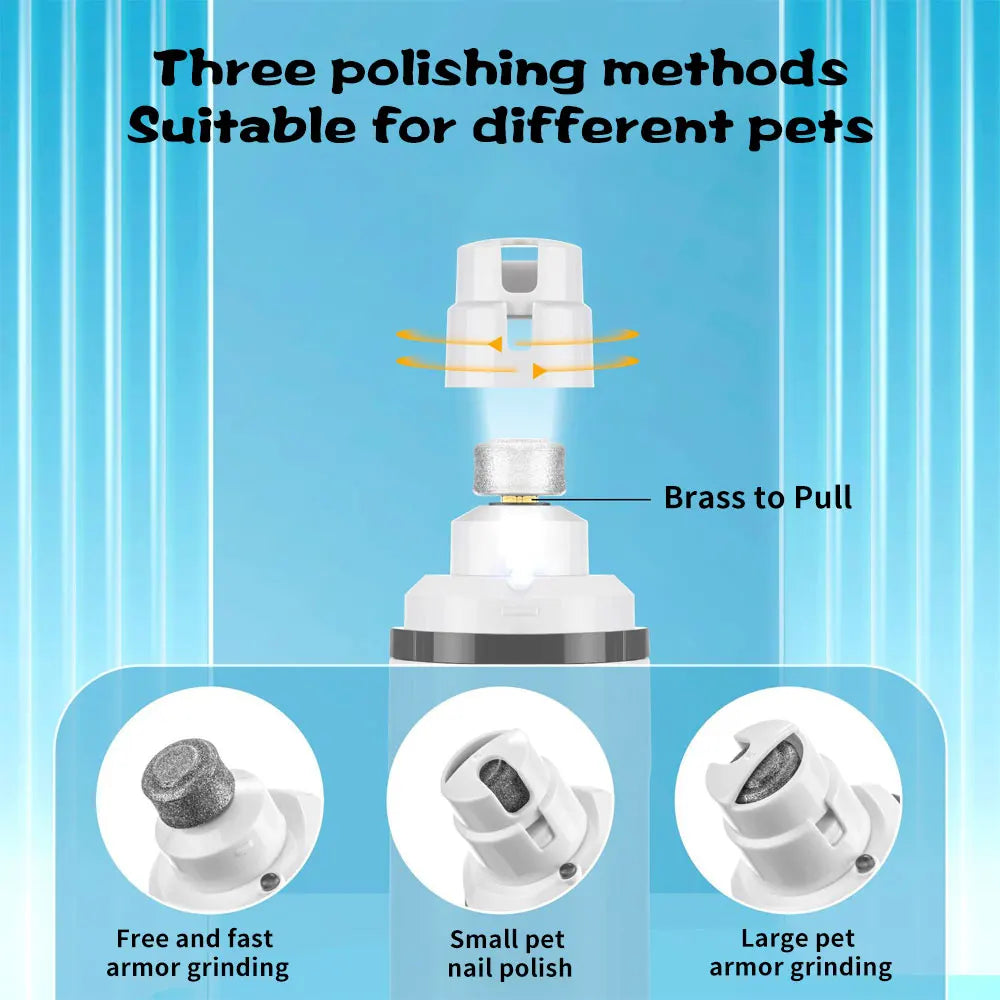 🐾 Electric Pet Nail Grinder – 💡 LED Light | 🔋 USB Rechargeable | 🐶🐱 Quiet & Safe Clipper