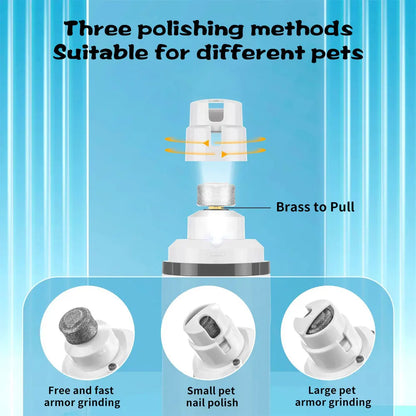 🐾 Electric Pet Nail Grinder – 💡 LED Light | 🔋 USB Rechargeable | 🐶🐱 Quiet & Safe Clipper