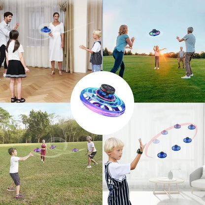 🛸 Flying Spinner UFO Mini Drone 🚀 | Hand Operated LED Toy for Kids & Adults