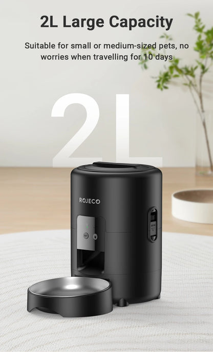 🐶🐱 ROJECO Smart Pet Feeder – 📱 Wi-Fi Remote | 🍽️ Automatic Dog & Cat Dispenser