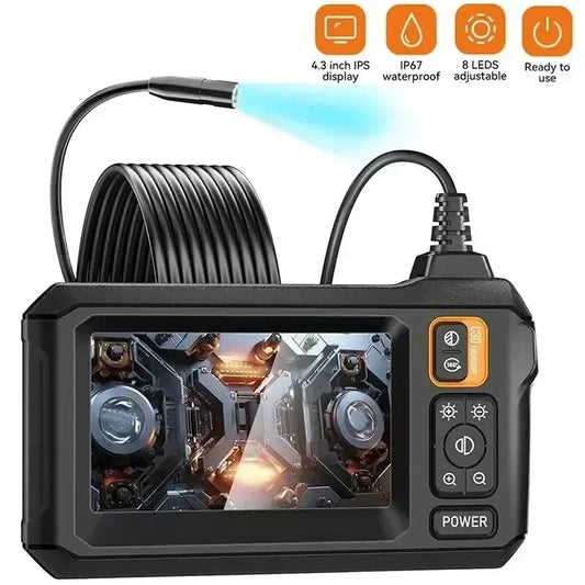 🔍 Industrial Endoscope Camera 8mm 📱 4.3" IPS | 1080P HD Pipe Camera 🚗