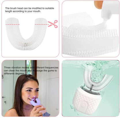 🦷 360° U-Shaped Ultrasonic Toothbrush | Smart Auto Cleaning ⚡ Whitening 🔋