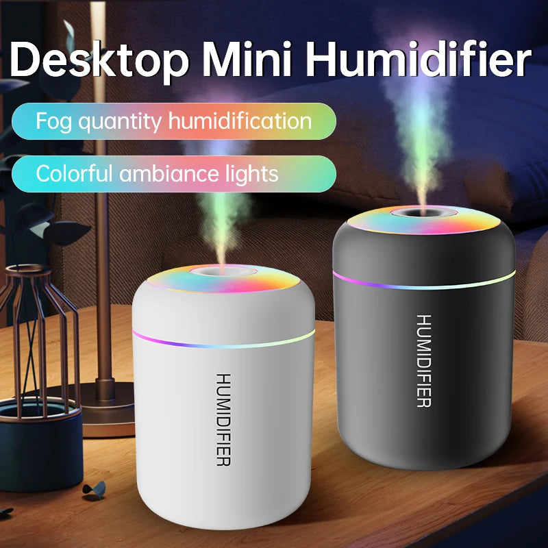 🌿 180ML Mini USB Air Humidifier & Aroma Diffuser | Ultrasonic Cool Mist Maker with LED Light for Home, Office & Car ✨