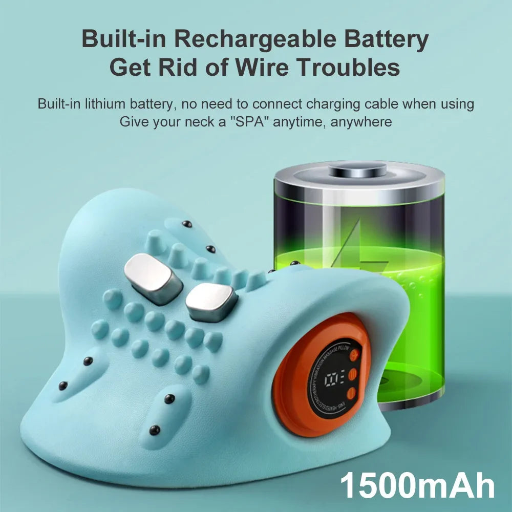 Therapy  💆‍♀️ Smart Cervical Traction & Heating Neck Massager Pillow