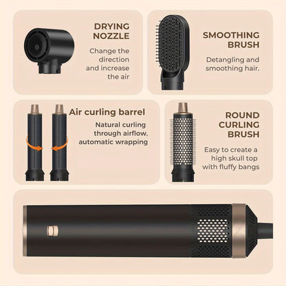 🔥 5-in-1 Multifunction Hair Styler – Hot Air Brush & Dryer 🌟💨
