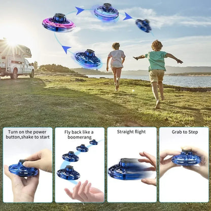 🛸 Flying Spinner UFO Mini Drone 🚀 | Hand Operated LED Toy for Kids & Adults