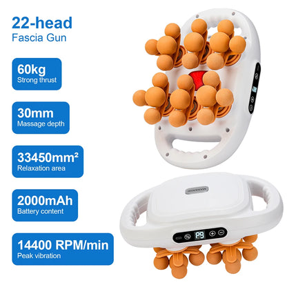💪 22-Head Fascia Massage Gun | Deep Tissue Massager for Pain Relief ⚡