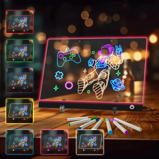 💡✨ LED Note Board | 7-Color Night Light with Flashing Mode for Home & Office