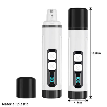 🐾 Electric Pet Nail Grinder – 💡 LED Light | 🔋 USB Rechargeable | 🐶🐱 Quiet & Safe Clipper