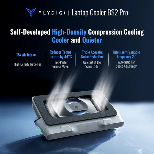 ❄️ Flydigi BS2 Pro Laptop Cooler | Overclocking Air Pressure Cooling | Dual Noise Reduction | Smart Variable Speed 💨