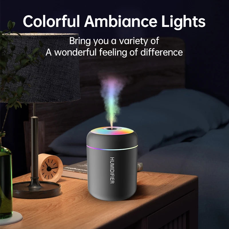 🌿 180ML Mini USB Air Humidifier & Aroma Diffuser | Ultrasonic Cool Mist Maker with LED Light for Home, Office & Car ✨