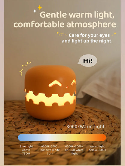 👻 Cute Ghost Night Light 💡 Rechargeable Halloween Cartoon Lamp | Kids Bedside Light & Room Décor