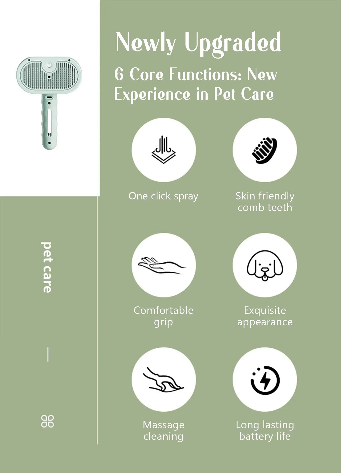 Pet Steam Spray Comb 🐾💦 – Grooming, Dematting & Massage Brush for Cats & Dogs