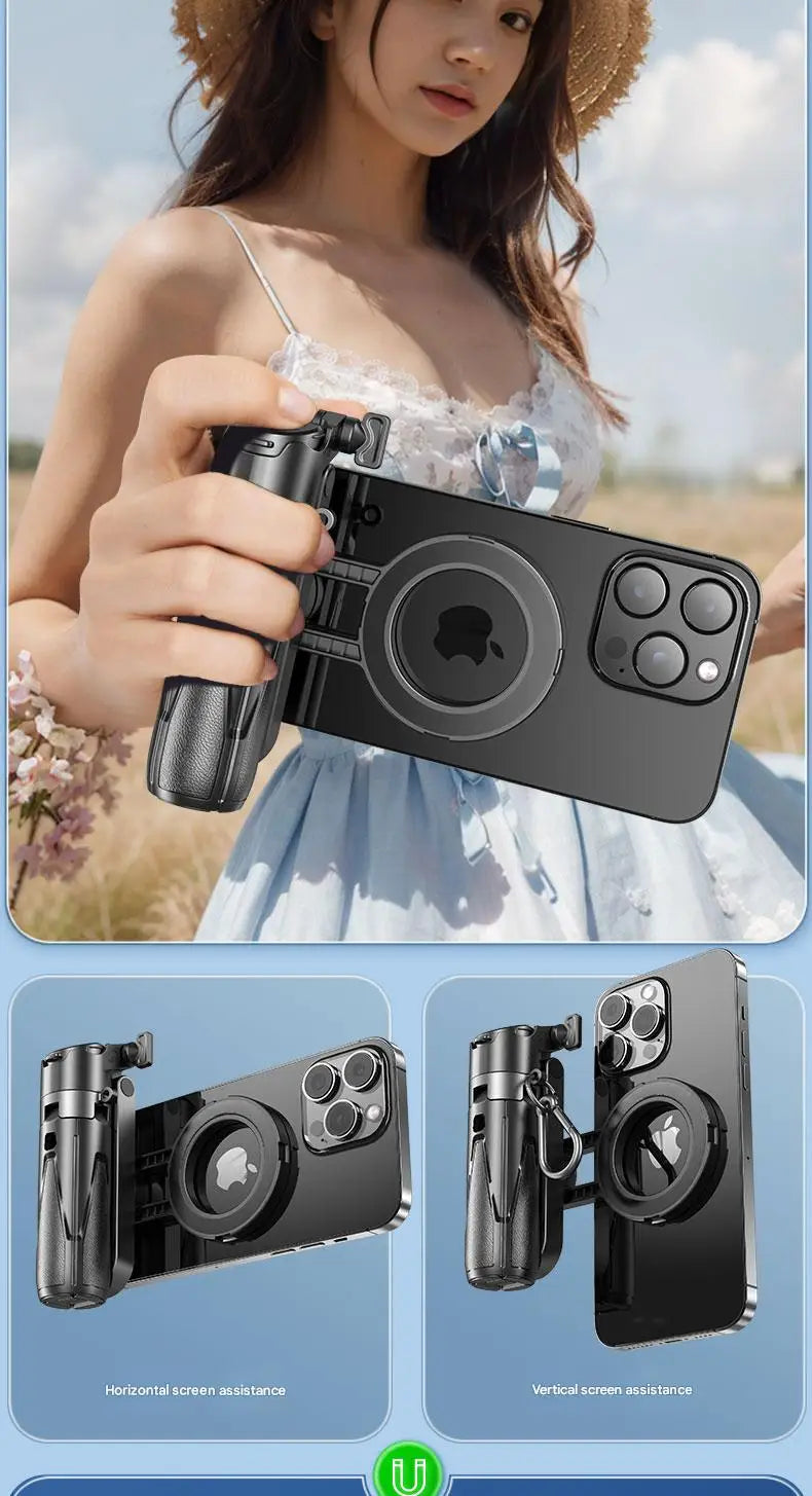 📱✨ Upgraded Foldable Magnetic Phone Holder & Selfie Stick | 360° Rotation Tripod with Remote