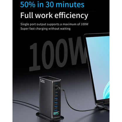 ⚡ 520W Gain 8-Port Desktop Charger | 100W USB-C PD & USB-A Fast Charging 🌍