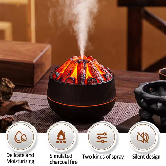🔥 Charcoal Flame Aroma Diffuser – 300ml Mist 🌿💨