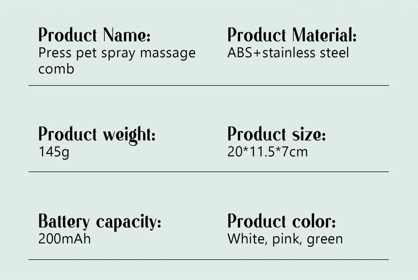 Pet Steam Spray Comb 🐾💦 – Grooming, Dematting & Massage Brush for Cats & Dogs
