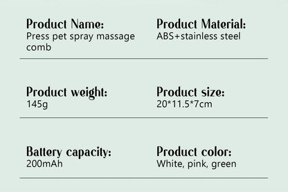 Pet Steam Spray Comb 🐾💦 – Grooming, Dematting & Massage Brush for Cats & Dogs