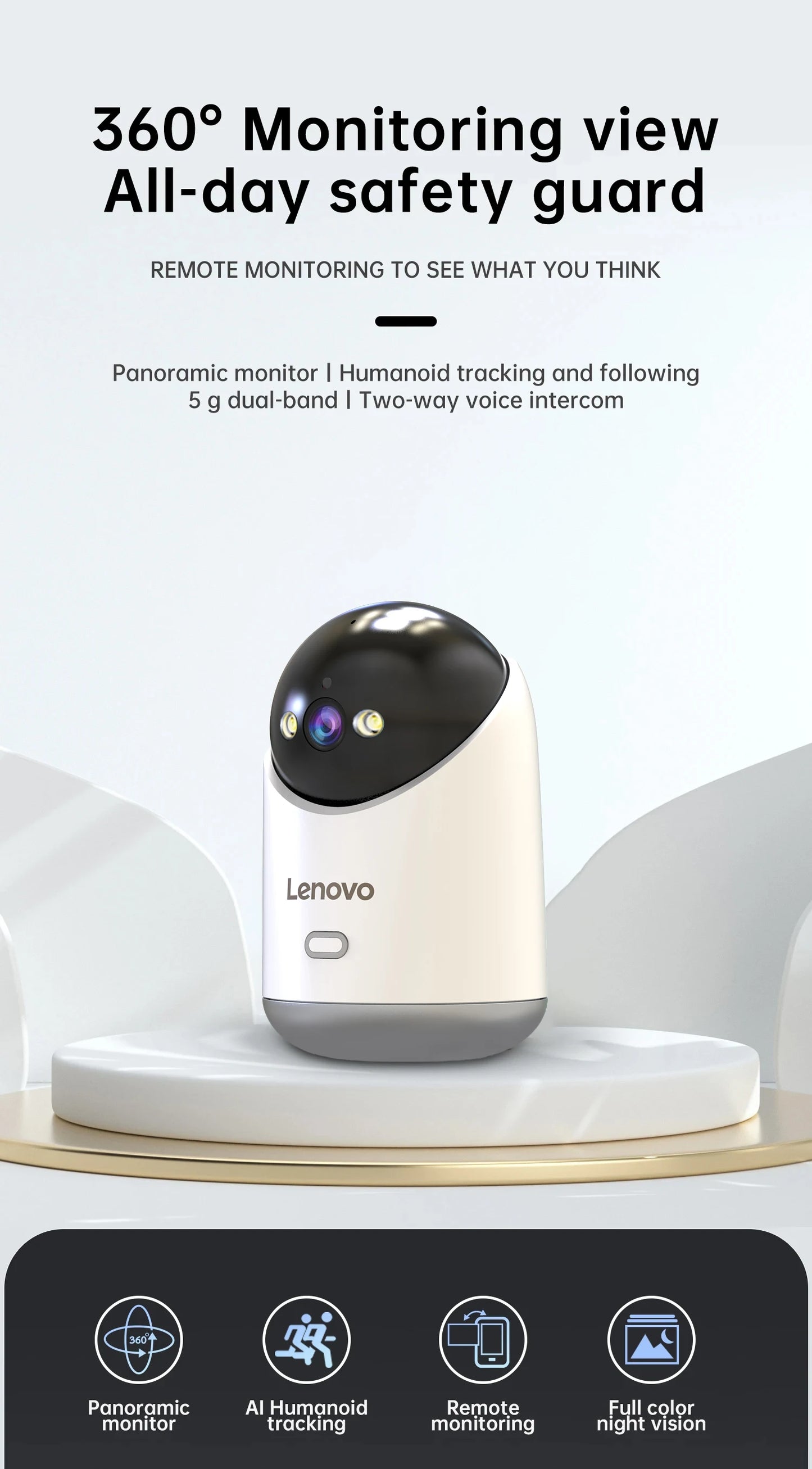 📡 Lenovo Smart 3MP PTZ WiFi Camera 🎥 Indoor CCTV | Motion Alerts, 5G, Night Vision