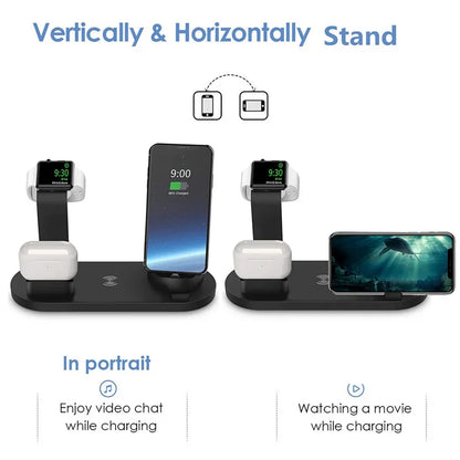 30W 7 in 1 Wireless Charger Stand Pad For iPhone 15-11 Pro Max Apple Watch Airpods Pro iWatch 8 7 Fast Charging Dock Station