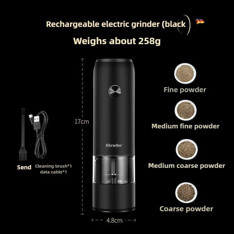 🧂 Electric & Manual 2-in-1 Spice Grinder – Adjustable Coarseness for Salt, Pepper & More