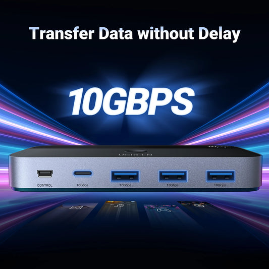 🔀 UGREEN 10Gbps USB‑C Switch | 2 PCs Share 4 Devices 📡 | Keyboard, Mouse, Printer & Scanner 🖱️🖨️